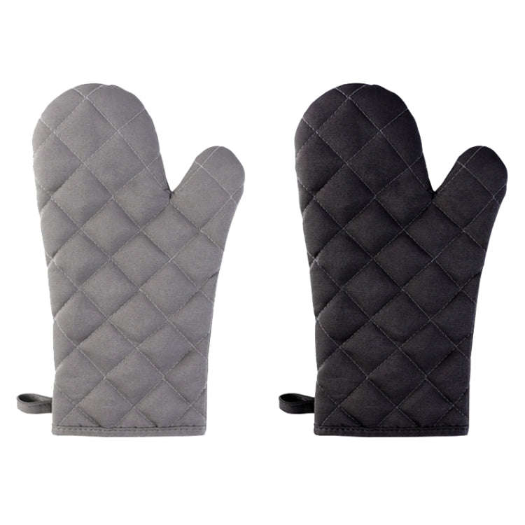 Cotton Insulated Diamond Thickened Gloves Hookable Storage Oven Microwave Baking Gloves(Gray)