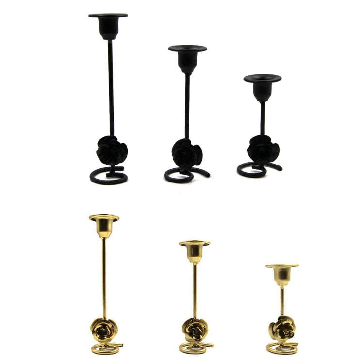 DH2304-01 Rose Carved Metal Candle Holder Bar Decoration Candlelight Dinner Candlesticks, Size: S...