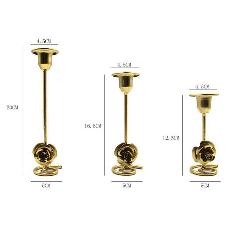 DH2304-01 Rose Carved Metal Candle Holder Bar Decoration Candlelight Dinner Candlesticks, Size: S...