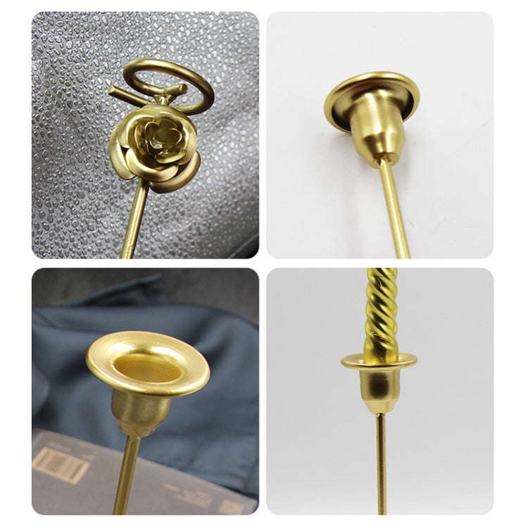 DH2304-01 Rose Carved Metal Candle Holder Bar Decoration Candlelight Dinner Candlesticks, Size: S...