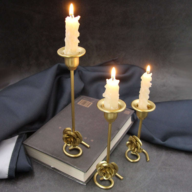 DH2304-01 Rose Carved Metal Candle Holder Bar Decoration Candlelight Dinner Candlesticks, Size: S...