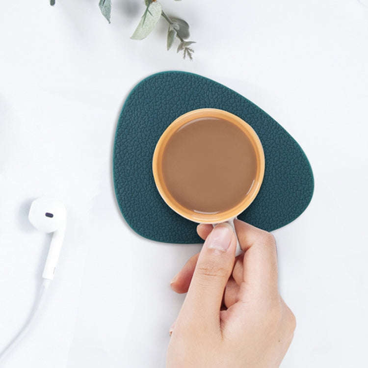 10pcs Teardrop-Shaped Silicone Table Insulation Mat Leather Textured Kitchen Cup And Pot Mat(Pink)