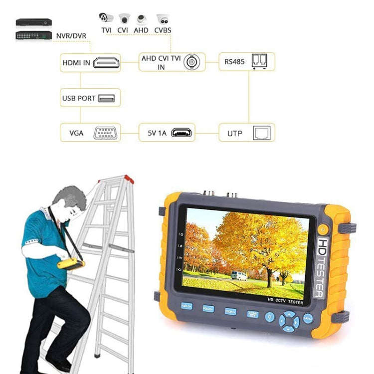 5800ACT-VH 5 Inch Large Screen Engineering Treasure Coaxial AHD / TVI / CVI 8MP Analog Video Surv...