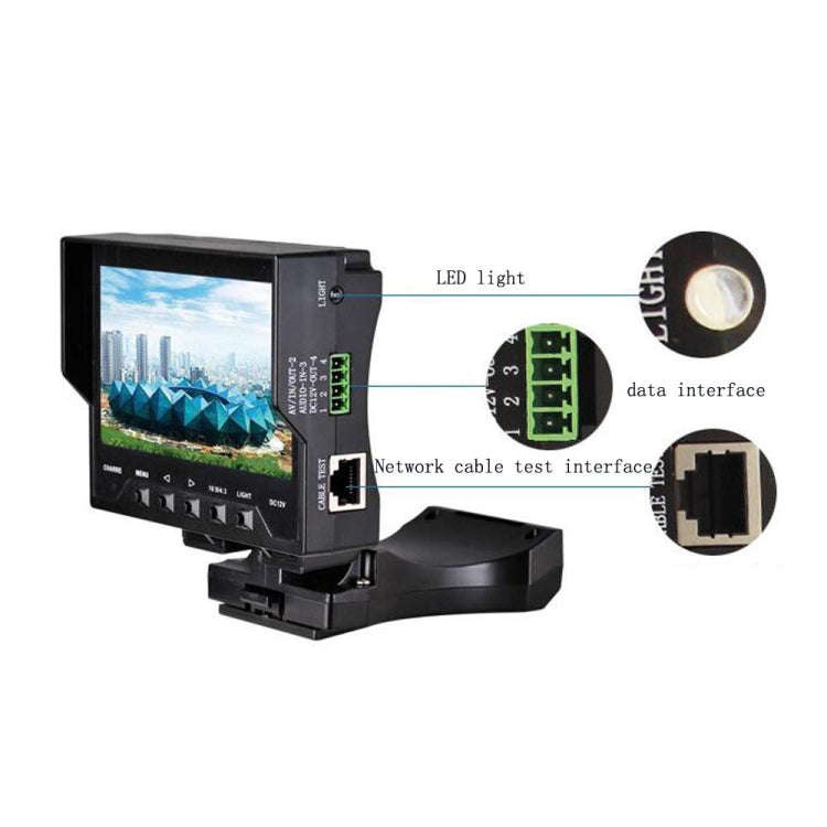 JSK-4300B 4.3 inch Handheld 12V Output Network Cable Monitoring Tester(With EU Plug Power Adapter)