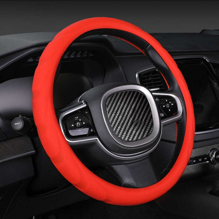 Silicone Non-slip Wear-resistant Steering Wheel Cover, Size: 37-42cm(Red)