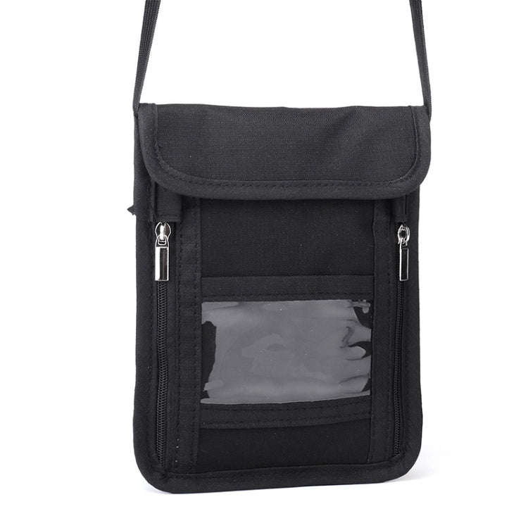 ZD-WM-06 RFID Hanging Neck Bag Passport Bag Anti-scanning Anti-magnetic Messenger ID Bag(Black)