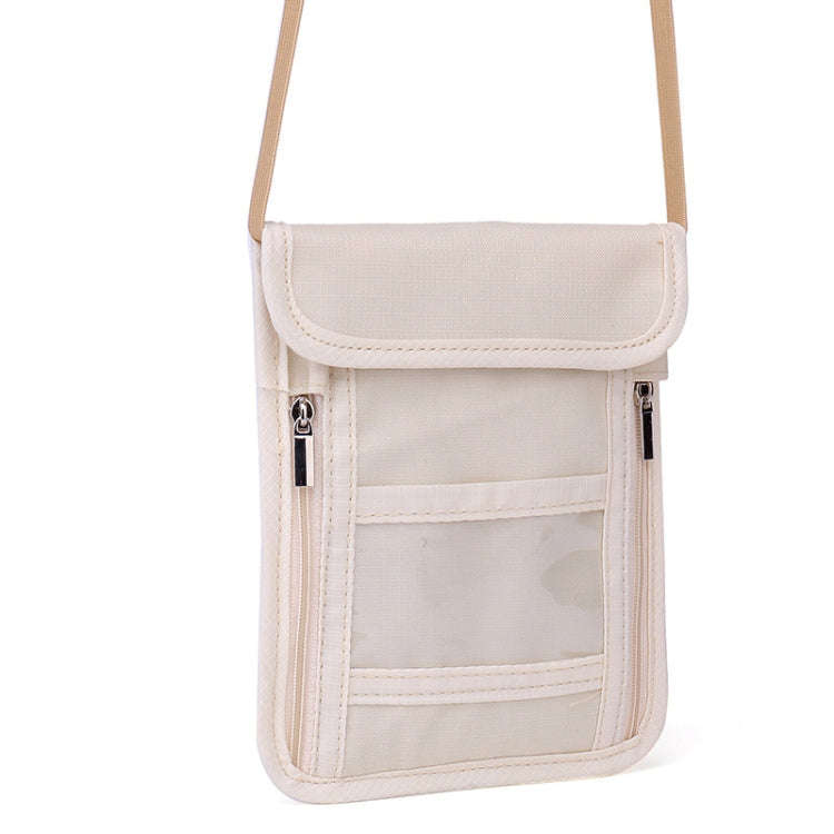 ZD-WM-06 RFID Hanging Neck Bag Passport Bag Anti-scanning Anti-magnetic Messenger ID Bag(Beige Ye...