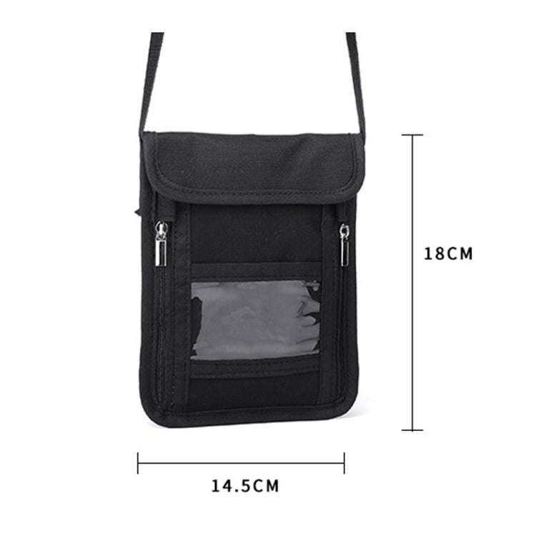 ZD-WM-06 RFID Hanging Neck Bag Passport Bag Anti-scanning Anti-magnetic Messenger ID Bag(Black)