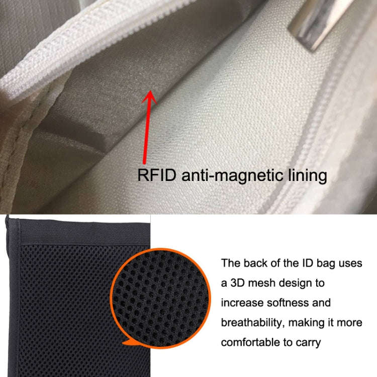 ZD-WM-06 RFID Hanging Neck Bag Passport Bag Anti-scanning Anti-magnetic Messenger ID Bag(Black)