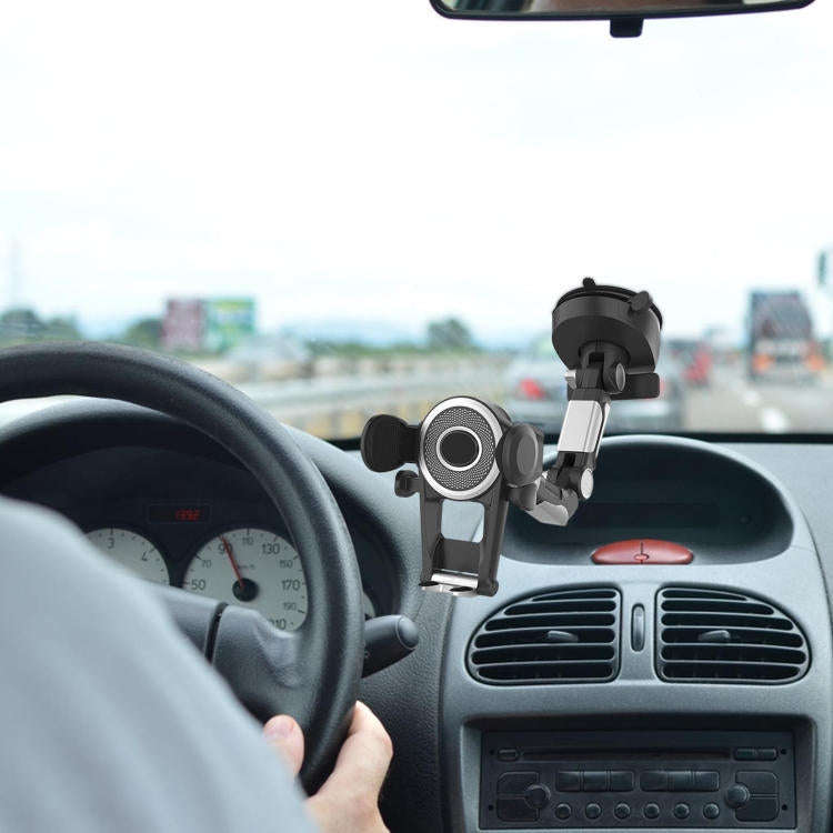ZJ137 Suction Cup Car Phone Holder 2 In 1 Number Plate Phone Stand Truck Phone Mount(Black)