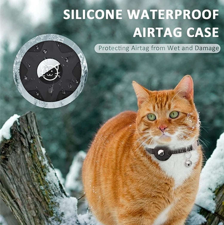 For AirTag Tracker Silicone Case Reflective Pet Cat Collar With Bell(Purple)