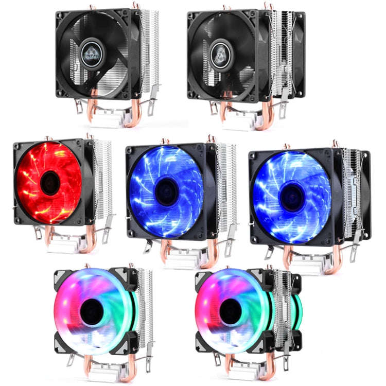 Desktop Computer Double Copper Tube CPU Radiator Super Quiet Color Light 3-pin Single Fan
