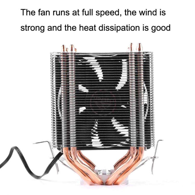 Desktop Computer Double Copper Tube CPU Radiator Super Quiet Color Light 3-pin Single Fan