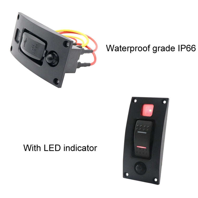 Marine Self-Locking Resetting Switch With Overload Protection Indicator Light Square 5V 3.4A Car ...