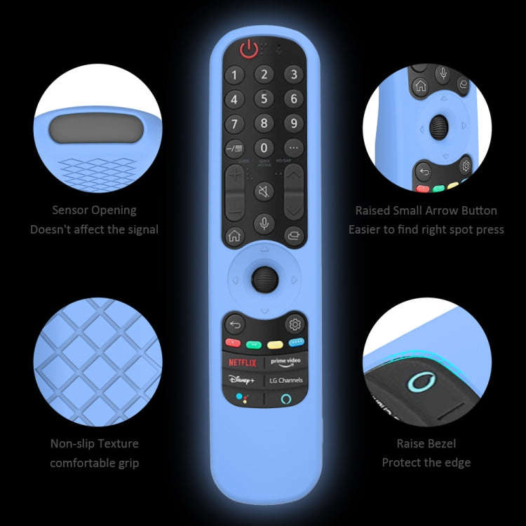 For LG AN-MR21GC / AN-MR21N / AN-MR21GA TV Remote Control Silicone Case(Luminous Blue)