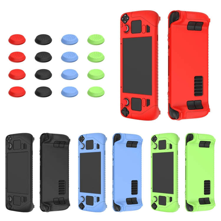 For Steam Deck Game Controller Soft Silicone Protective Cover Case With 4pcs Key Cap(Black)