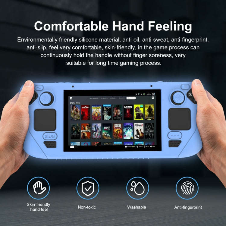 For Steam Deck Game Controller Soft Silicone Protective Cover Case With 4pcs Key Cap(Black)