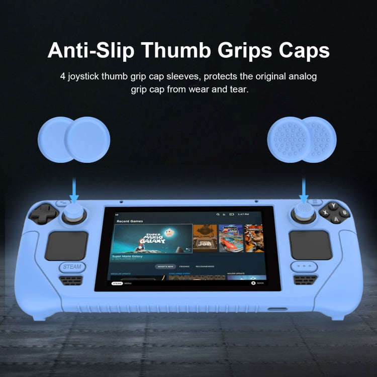 For Steam Deck Game Controller Soft Silicone Protective Cover Case With 4pcs Key Cap(Black)