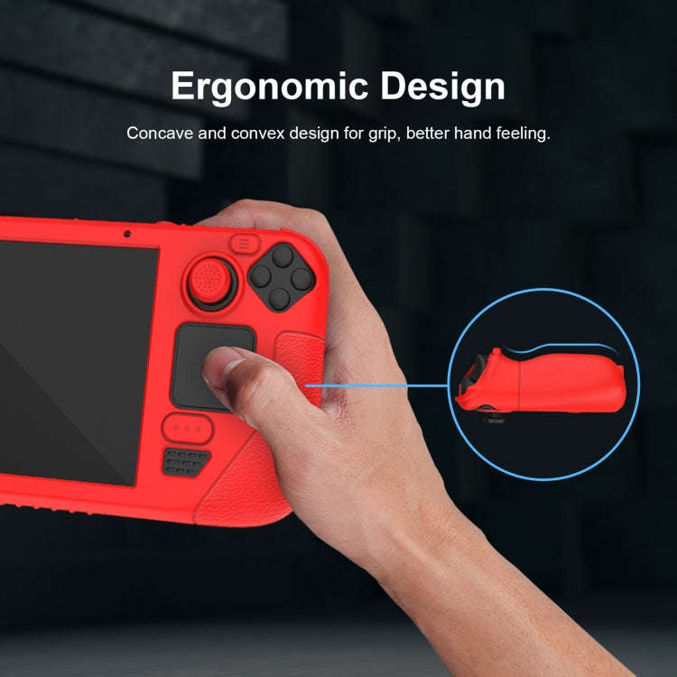 For Steam Deck Game Controller Soft Silicone Protective Cover Case With 4pcs Key Cap(Black)