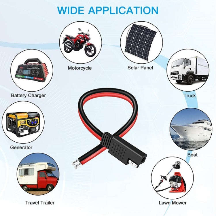 2pcs 20A Solar Car Battery SAE Power Extension Cable 100cm