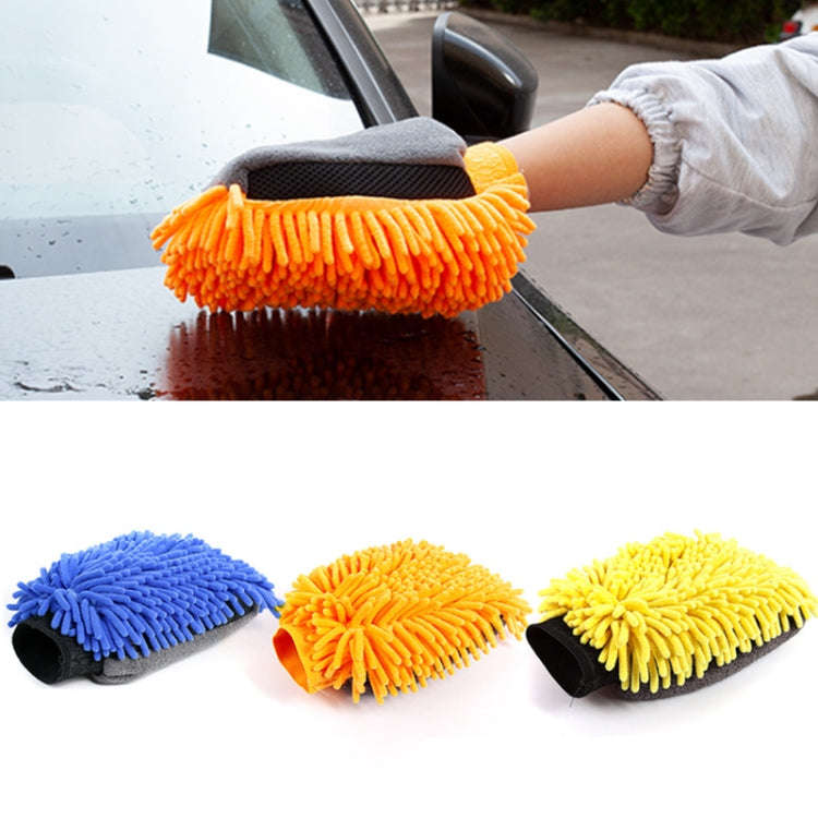 2pcs Car Chenille Coral Fleece Car Wash Double Sided Thick Gloves(Blue)