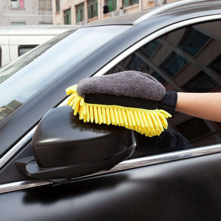 2pcs Car Chenille Coral Fleece Car Wash Double Sided Thick Gloves(Orange)