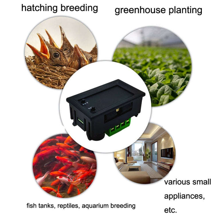 W2809 Digital Display Dual Display Thermostat Hatching Pet House Intelligent Waterproof NTC Tempe...