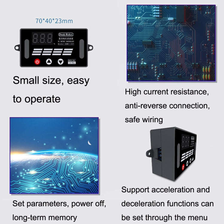 Deek-Robot DMC-331 PWM DC Motor Speed Controller Wide Voltage DC8-55V Speed Regulator