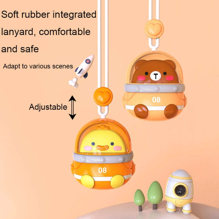 CS1327 Small USB Charging Cartoon Hanging Neck Fan Portable Leafless Silent Mini Fan(Duck)