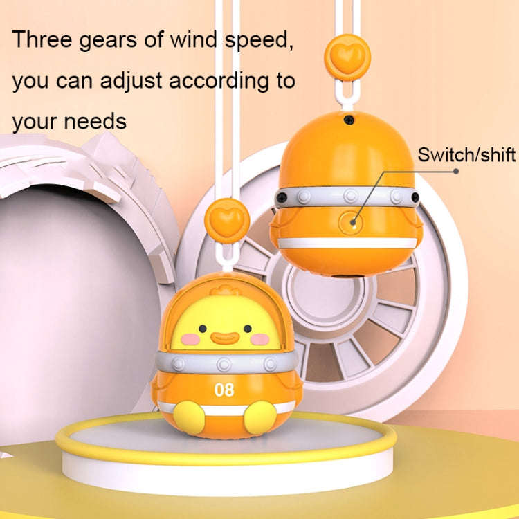 CS1327 Small USB Charging Cartoon Hanging Neck Fan Portable Leafless Silent Mini Fan(Duck)