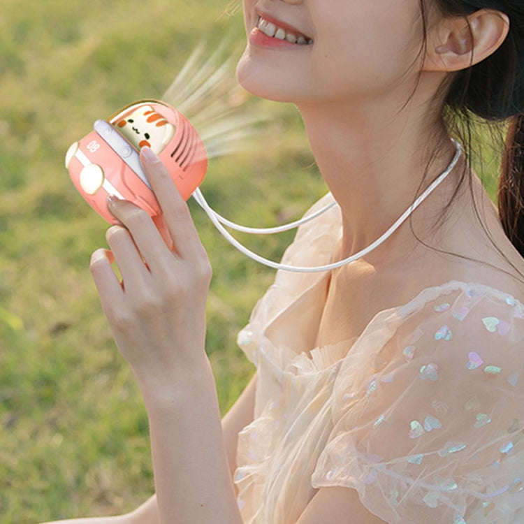 CS1327 Small USB Charging Cartoon Hanging Neck Fan Portable Leafless Silent Mini Fan(Pig)