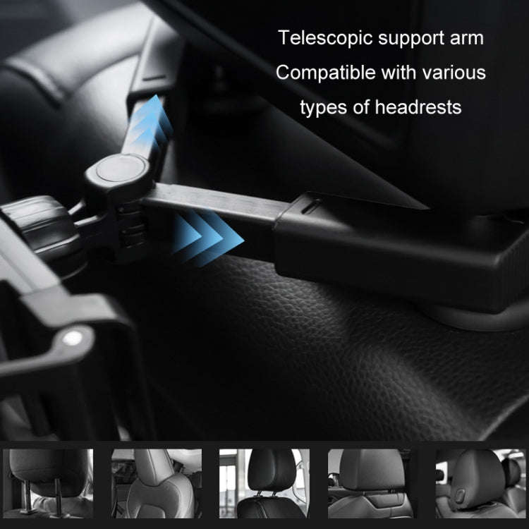 Car Back Seat Buckle Type Rotating Telescopic Mobile Phone Tablet Holder(Black)