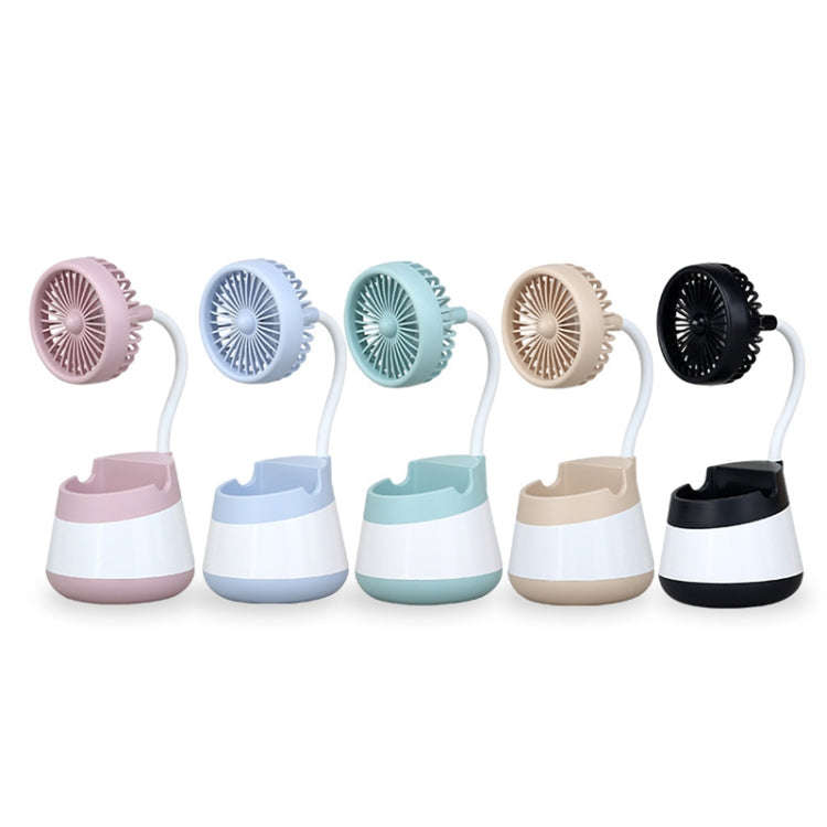 276A USB Charging Desktop Pen Holder Fan with Phone Holder Function Dormitory Portable Fan(Yellow)
