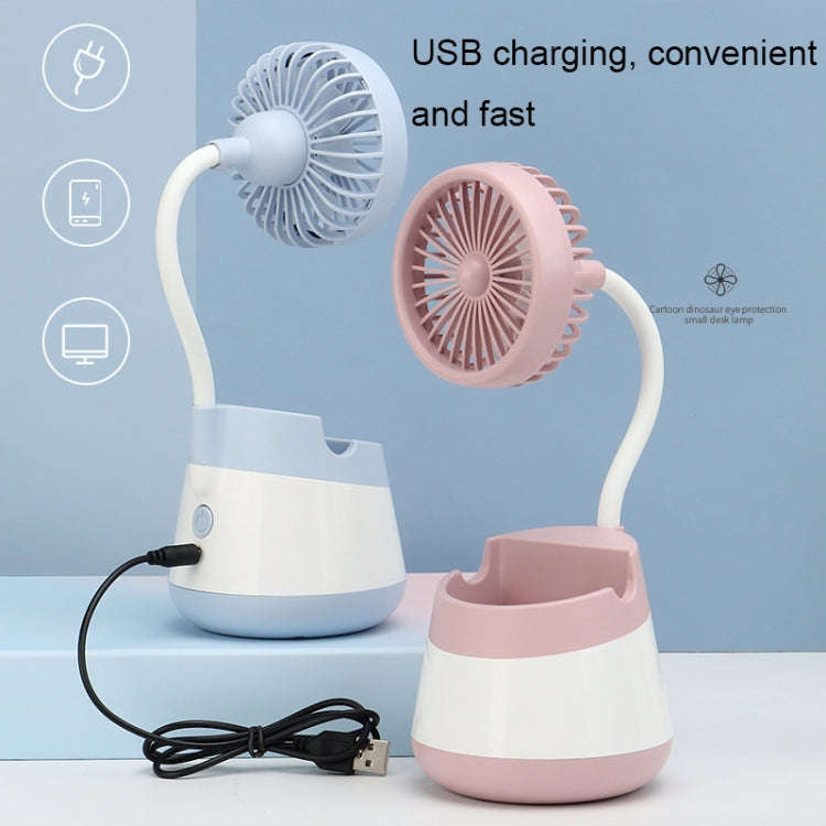 276A USB Charging Desktop Pen Holder Fan with Phone Holder Function Dormitory Portable Fan(Pink)