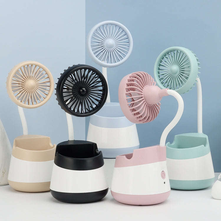 276A USB Charging Desktop Pen Holder Fan with Phone Holder Function Dormitory Portable Fan(Green)