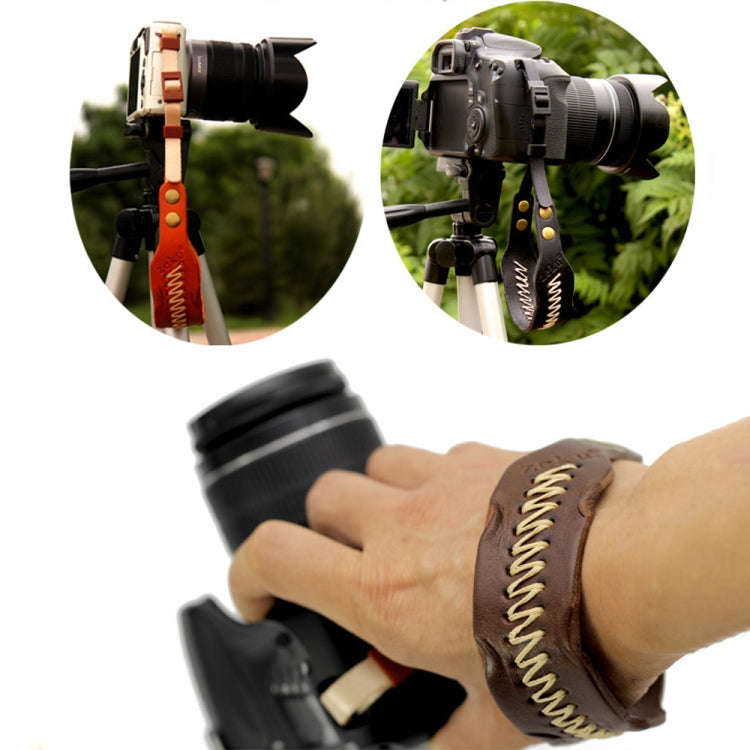 Zeku Retro Leather SLR Wristband Anti-drop Camera Wrist Strap without Camera(Coffee)