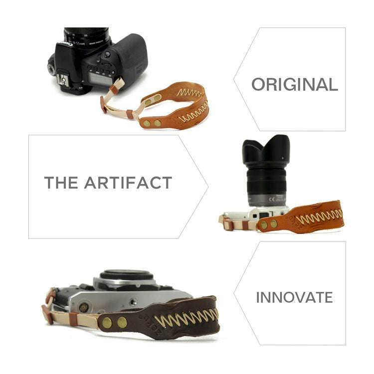 Zeku Retro Leather SLR Wristband Anti-drop Camera Wrist Strap without Camera(Coffee)