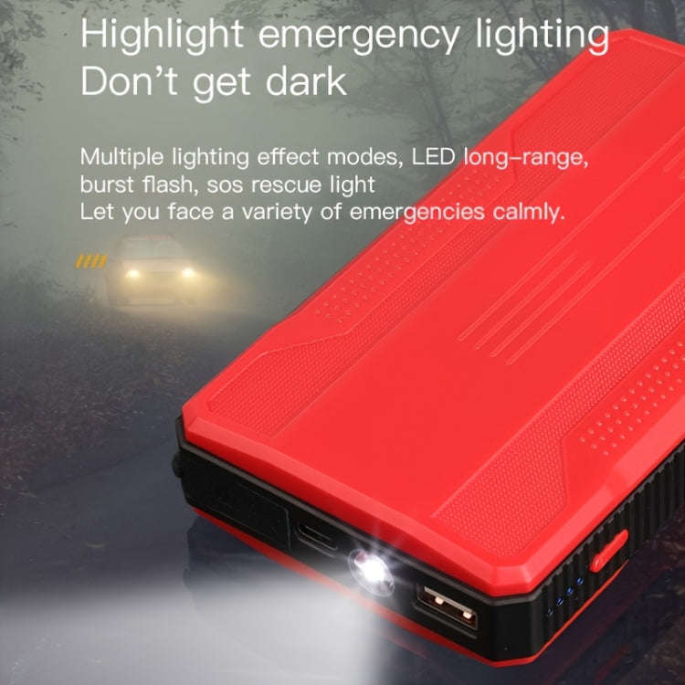 R23 Car Emergency Start Large Capacity Power Bank With LED Light(Red)