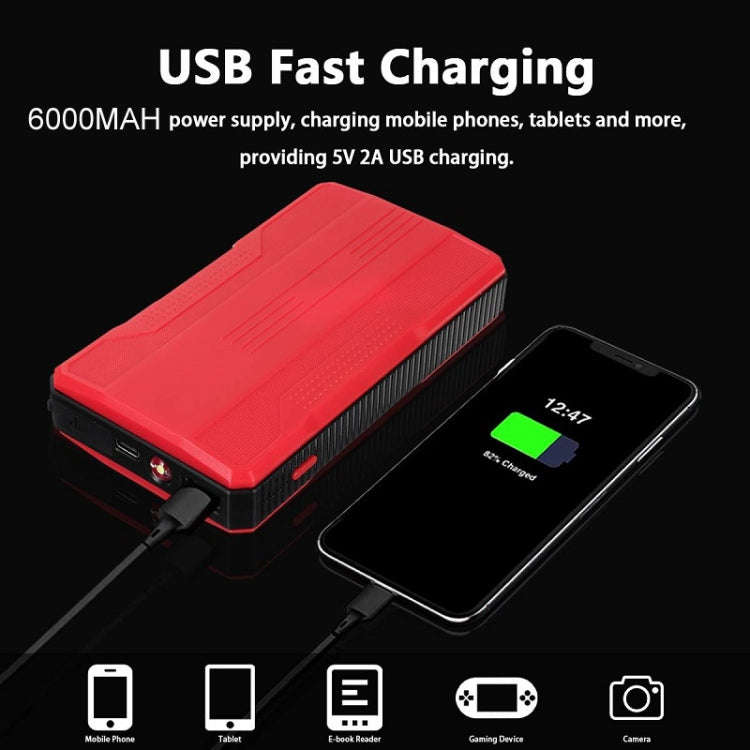 R23 Car Emergency Start Large Capacity Power Bank With LED Light(Red)