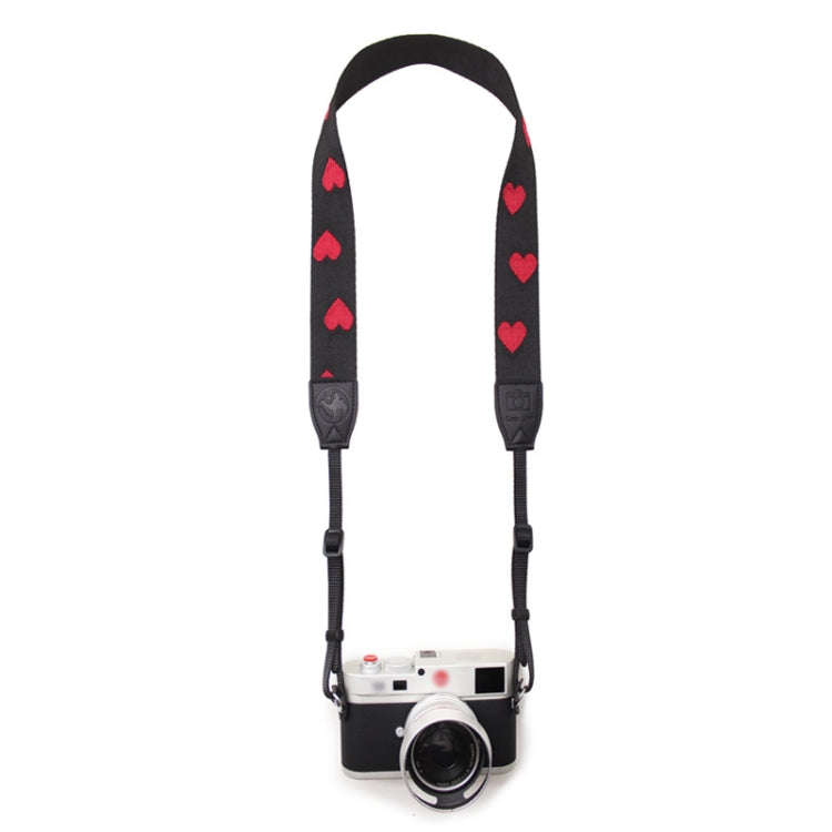 Embroidered Heart Pattern SLR Camera Strap Mirrorless Camera Love Lanyard(Spades-B-Transfer)