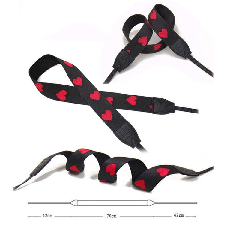 Embroidered Heart Pattern SLR Camera Strap Mirrorless Camera Love Lanyard(Classic 08-B-Transfer)
