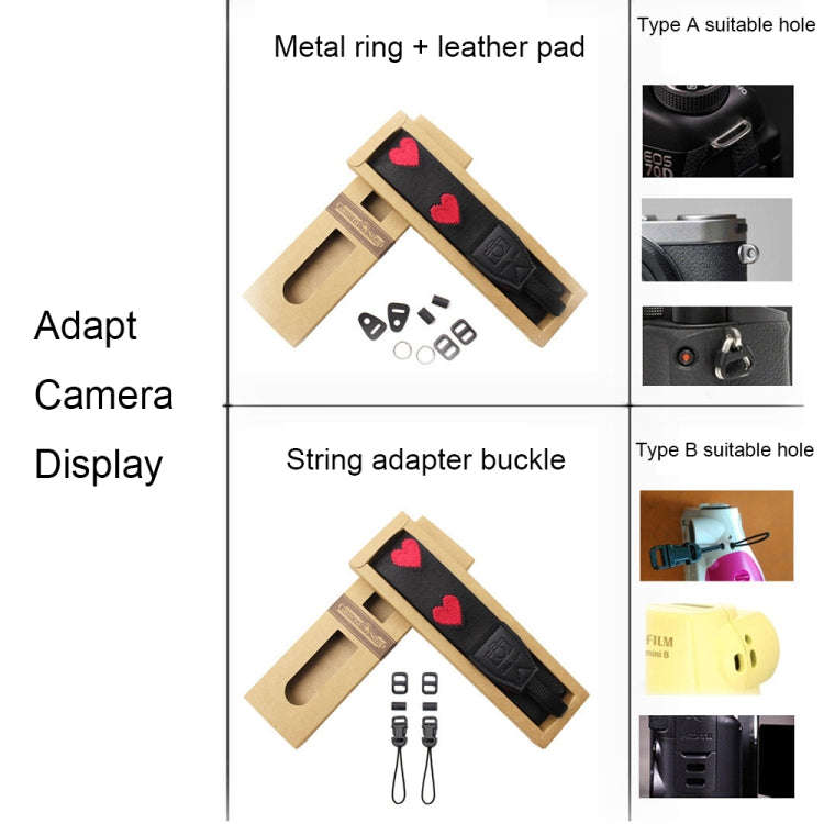 Embroidered Heart Pattern SLR Camera Strap Mirrorless Camera Love Lanyard(Classic 08-B-Transfer)
