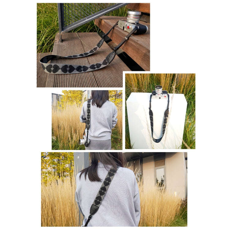 Embroidered Heart Pattern SLR Camera Strap Mirrorless Camera Love Lanyard(Classic 08-B-Transfer)