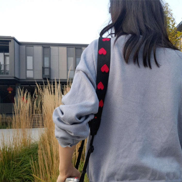 Embroidered Heart Pattern SLR Camera Strap Mirrorless Camera Love Lanyard(Classic 08-B-Transfer)