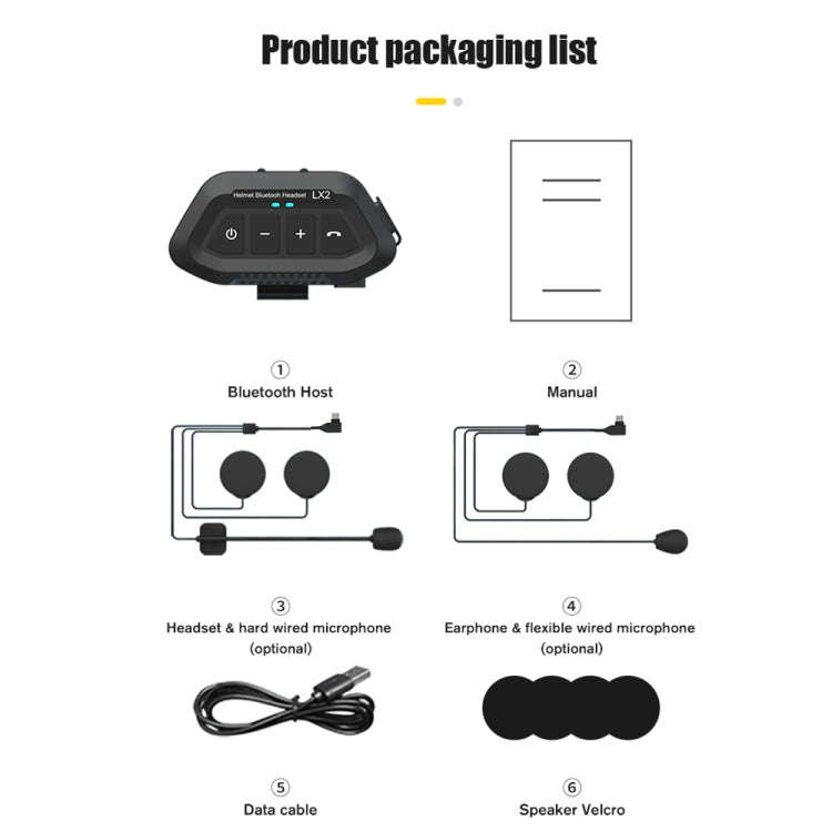 LX2 Motorcycle Helmet Bluetooth Earphone Waterproof Noise Canceling Motorcycle Headphones(Black)