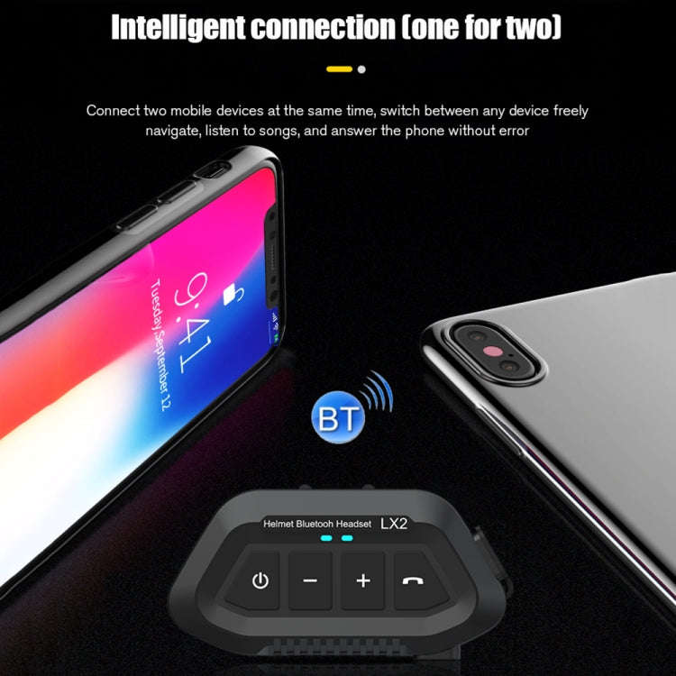 LX2 Motorcycle Helmet Bluetooth Earphone Waterproof Noise Canceling Motorcycle Headphones(Black)