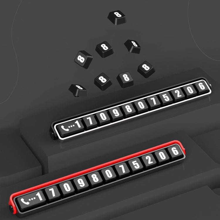 Aluminum Alloy Temporary Parking Number Plate Interior Decoration(Black Red)