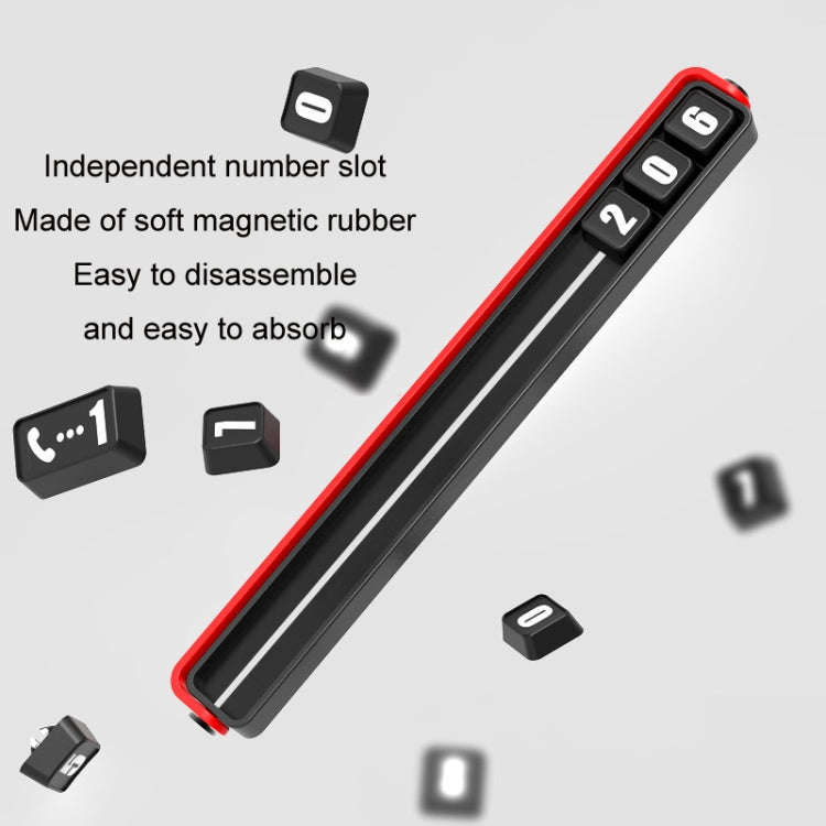 Aluminum Alloy Temporary Parking Number Plate Interior Decoration(Black Red)