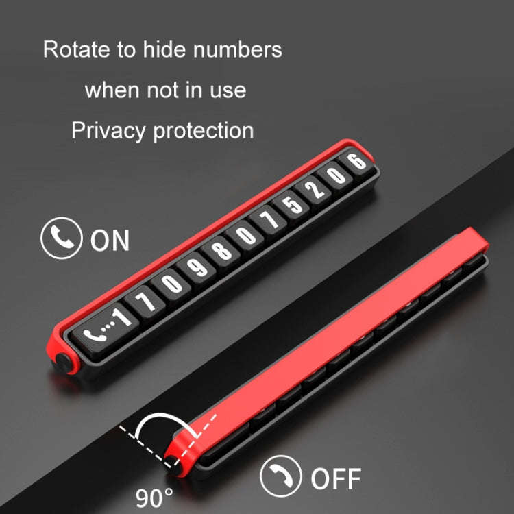 Aluminum Alloy Temporary Parking Number Plate Interior Decoration(Black Red)