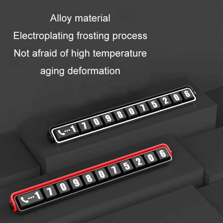 Aluminum Alloy Temporary Parking Number Plate Interior Decoration(Black Red)